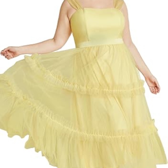 City Chic Women's Plus Size Cocktail Charming Dress Yellow - Picture 1 of 2